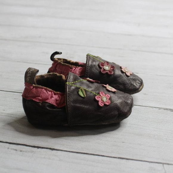 Tommy Tickle Baby Girl Genuine Leather Soft Sole Crib Shoes Brown 0-6 Mo - Picture 1 of 6